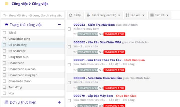 Quản lý công việc bảo trì