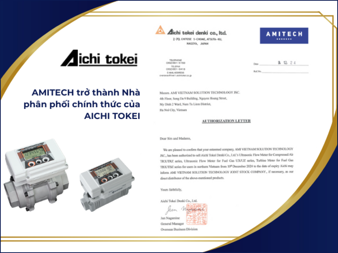Chứng nhận nhà phân phối chính thức của hãng Aichi Tokei